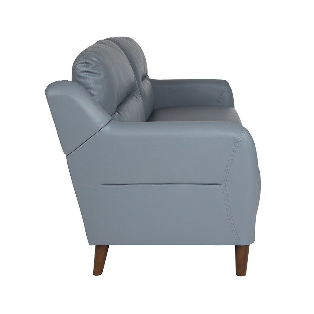 Newton Hill Upholstered Bustle Back Sofa in Gray LeatherSoft