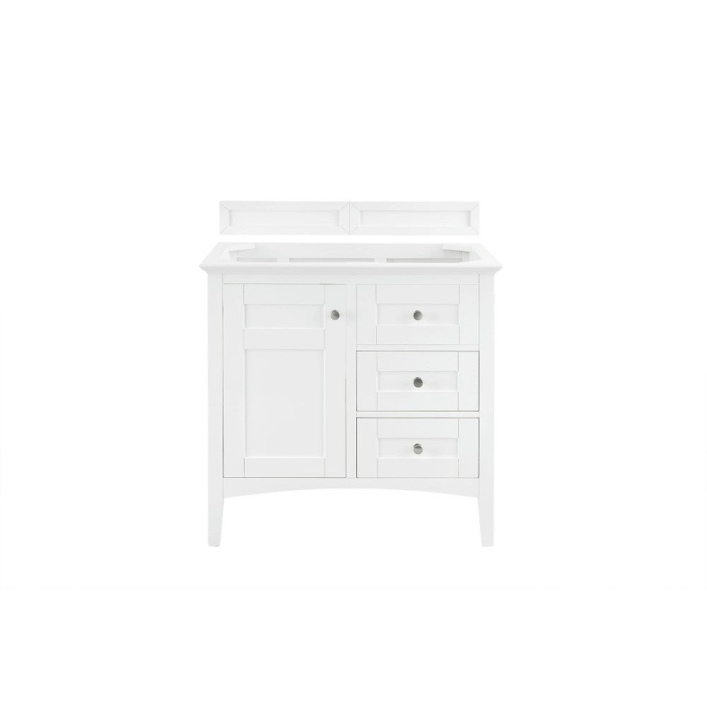 Palisades 36" Single Vanity, Bright White, w/ 3 CM Gray Expo Quartz Top