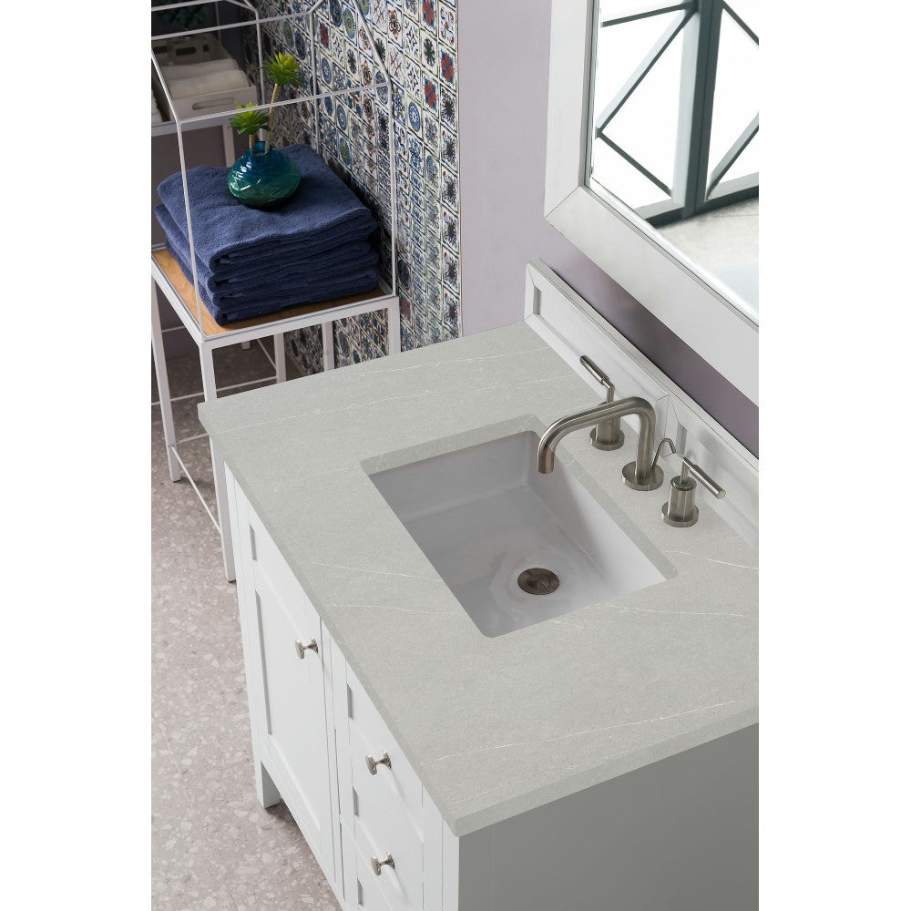 Palisades 36" Single Vanity, Bright White, w/ 3 CM Eternal Serena Quartz Top