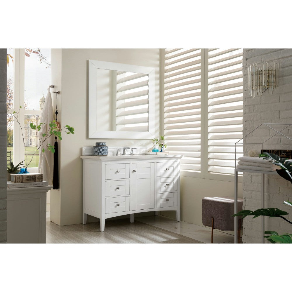 Palisades 48" Single Vanity, Bright White w/ 3 CM Arctic Fall Solid Surface Top