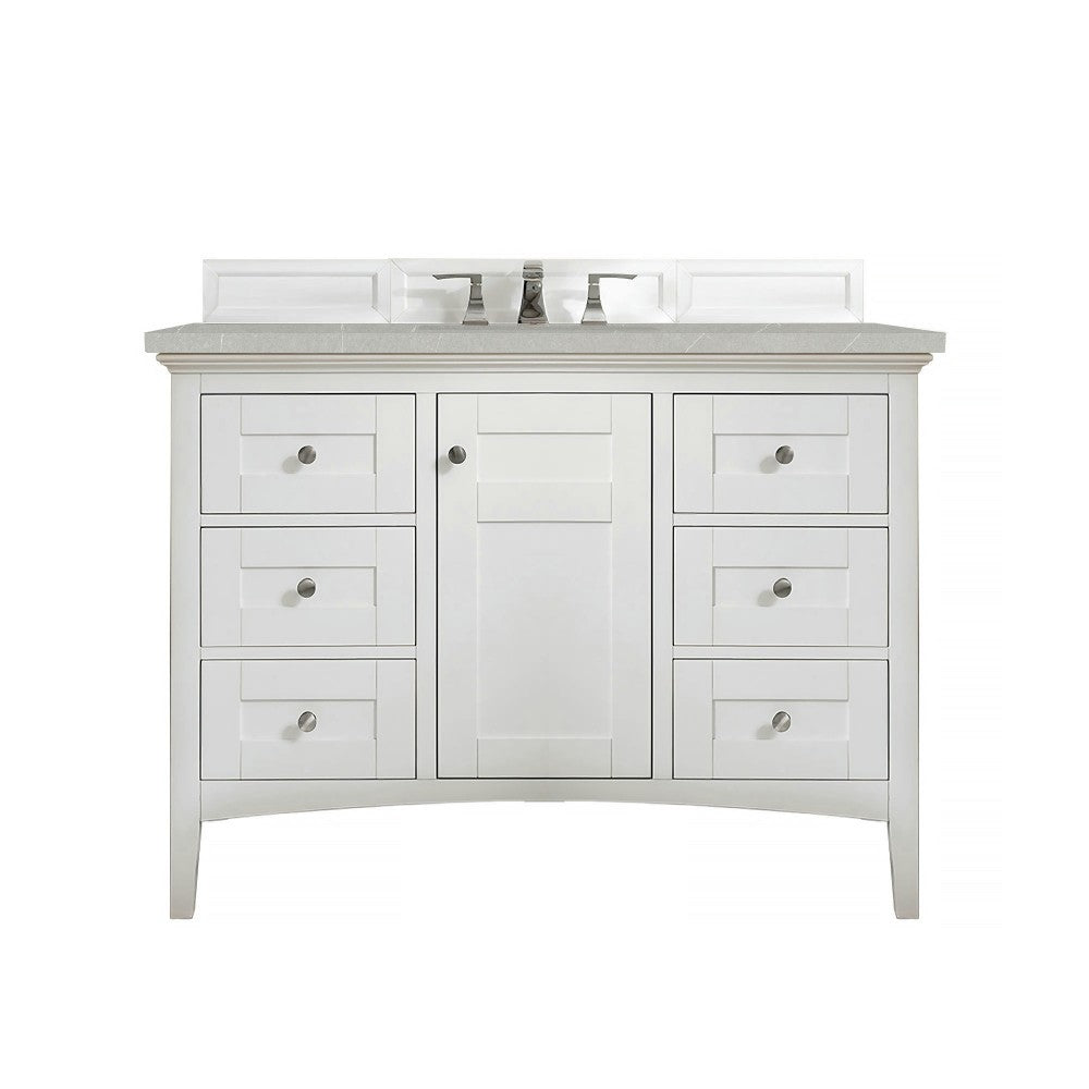 Palisades 48" Single Vanity, Bright White, w/ 3 CM Eternal Serena Quartz Top