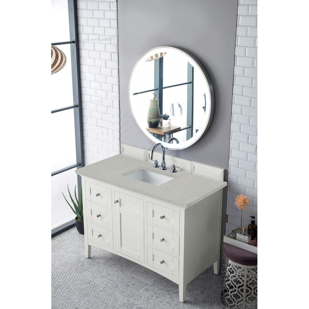 Palisades 48" Single Vanity, Bright White, w/ 3 CM Eternal Serena Quartz Top