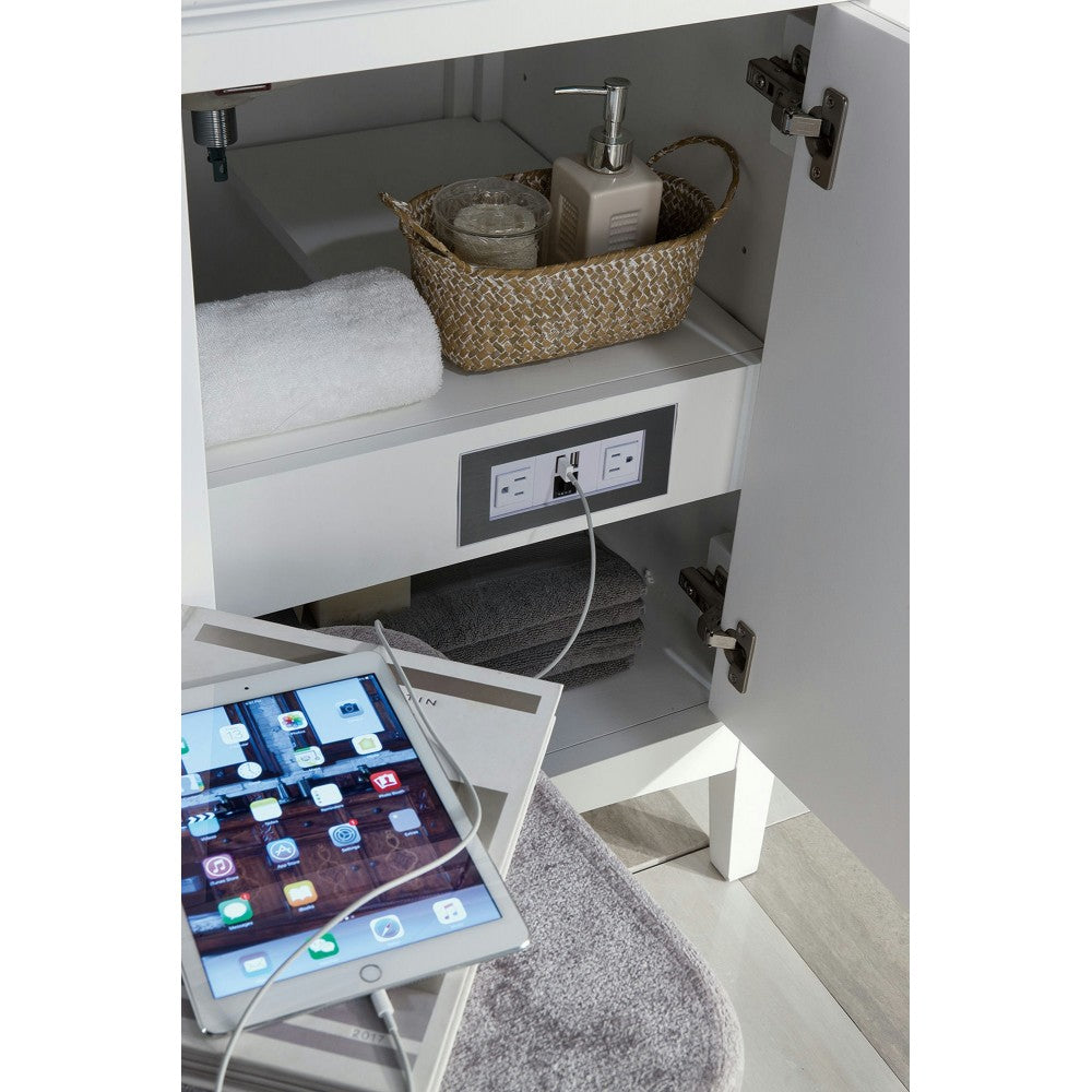 Palisades 60" Double Vanity, Bright White, w/ 3 CM Gray Expo Quartz Top