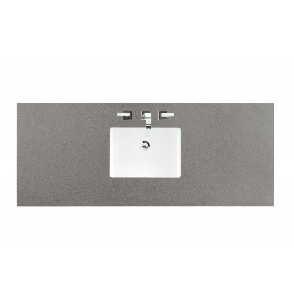 Palisades 60" Single Vanity, Bright White, w/ 3 CM Gray Expo Quartz Top