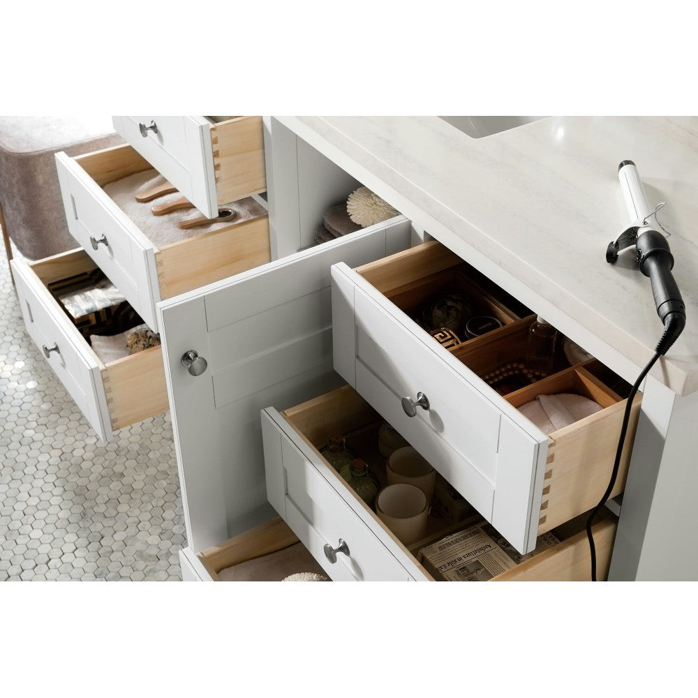 Palisades 60" Single Vanity, Bright White w/ 3 CM Arctic Fall Solid Surface Top