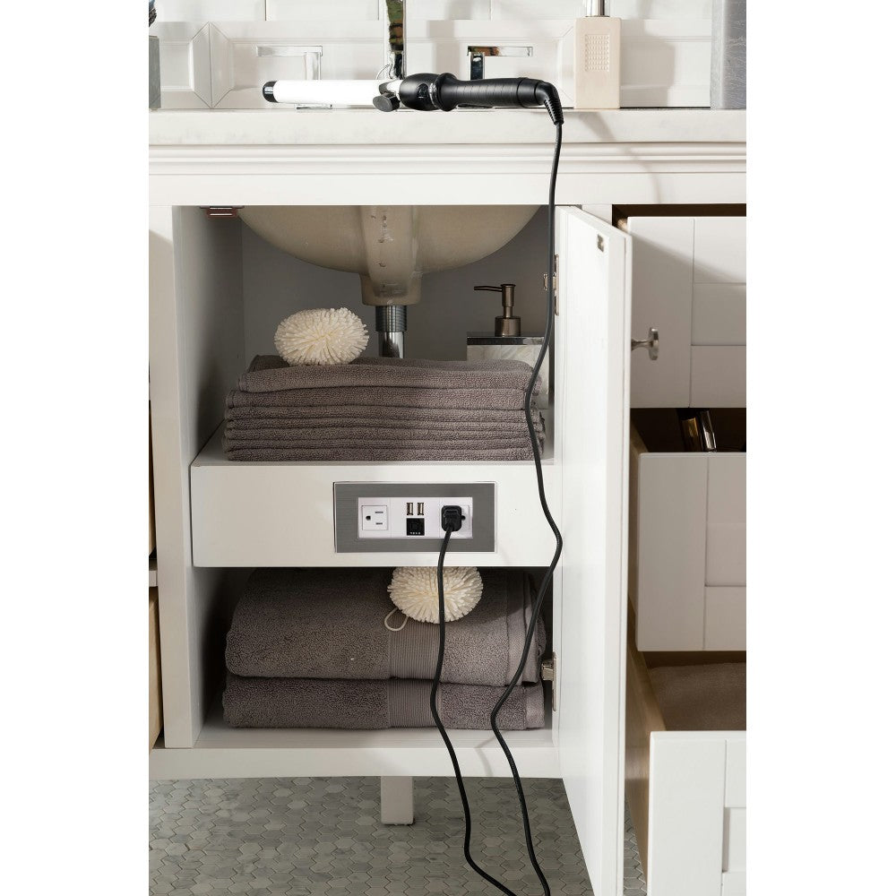 Palisades 60" Single Vanity, Bright White w/ 3 CM Arctic Fall Solid Surface Top