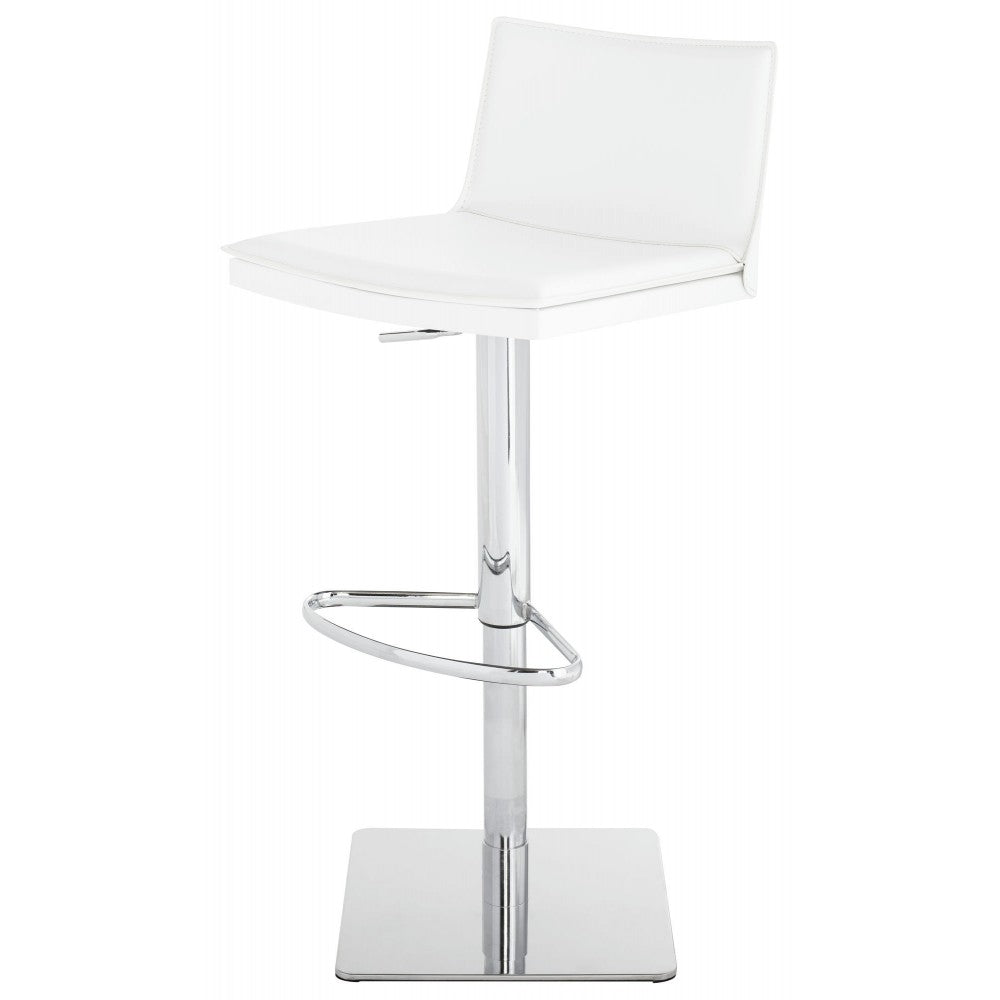 Palma White Leather Adjustable Stool