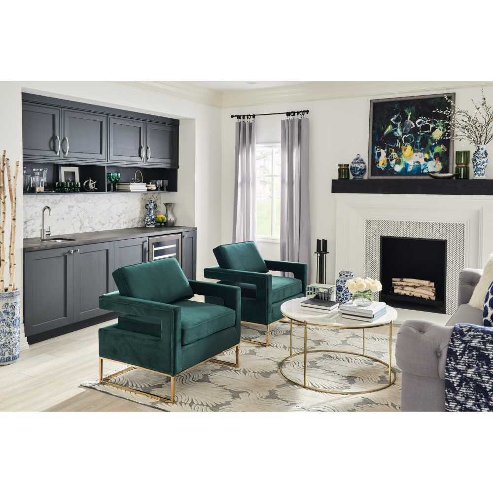 30" Forest Green Wavecrest Vanity, Calacatta Vienna Quartz Vanity Top, undermount rectangle bowl