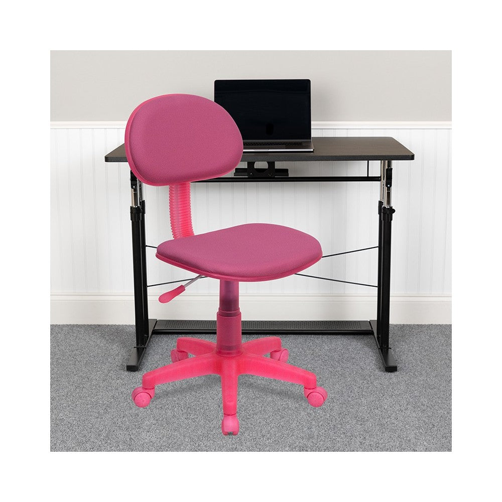 Pink Fabric Swivel Task Office Chair