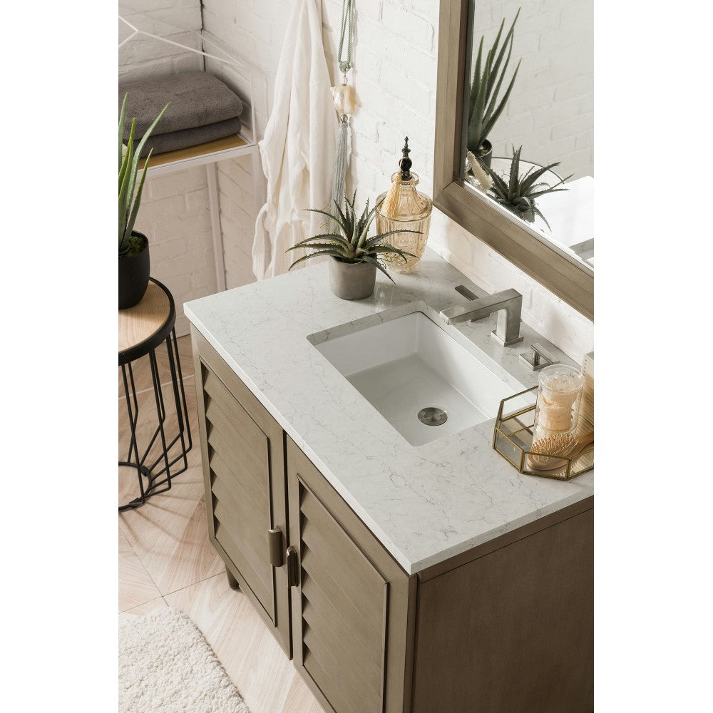 Portland 36" Single Vanity Whitewashed Walnut w/ 3 CM Jasmine Pearl Quartz Top