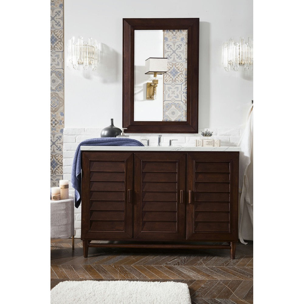 Portland 48" Single Vanity Burnished Mahogany w/ 3 CM Ethereal Noctis Quartz Top