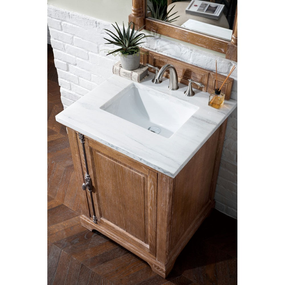 Providence 26" Driftwood Single Vanity w/ 3 CM Arctic Fall Solid Surface Top