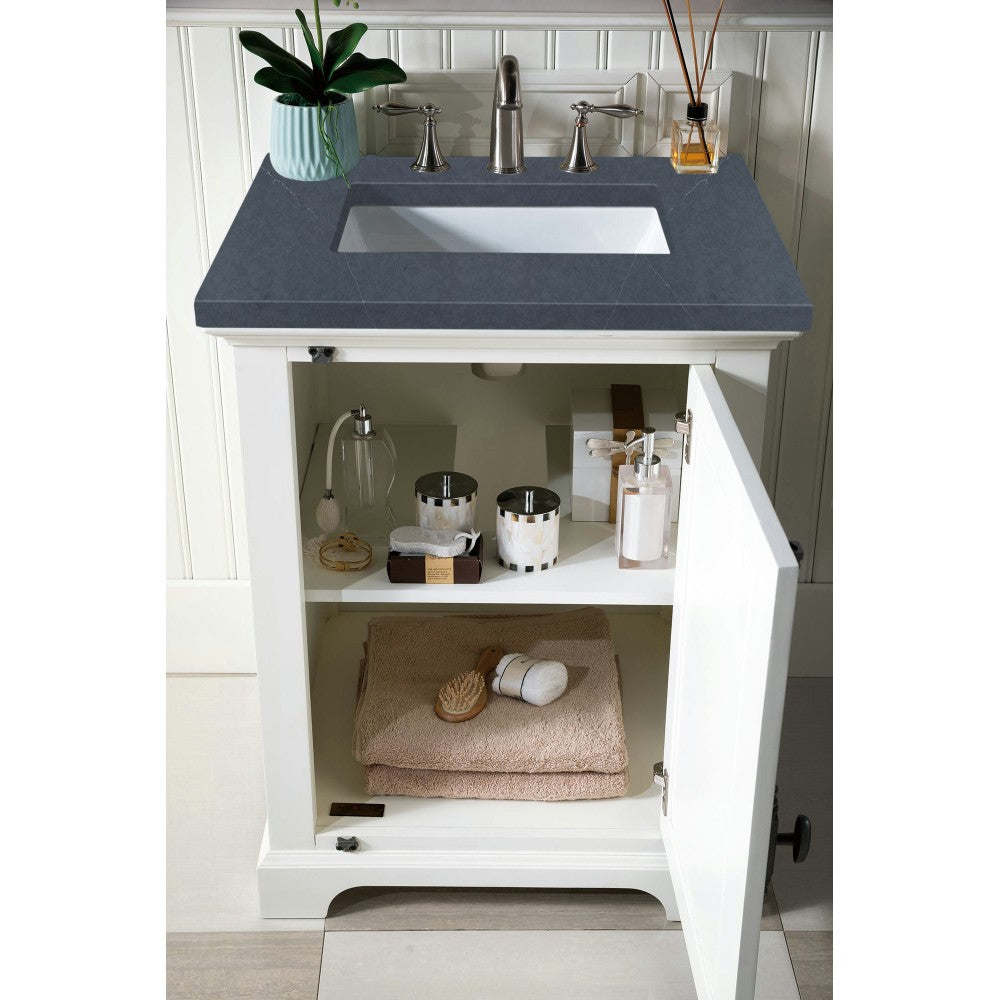 Providence 26" Single Vanity Bright White w/ 3 CM Charcoal Soapstone Quartz Top