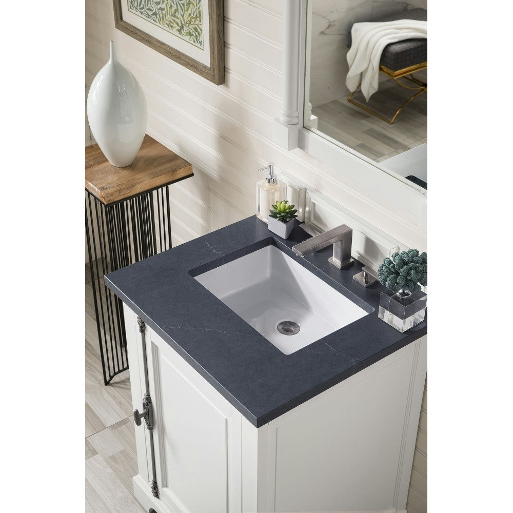 Providence 26" Single Vanity Bright White w/ 3 CM Charcoal Soapstone Quartz Top