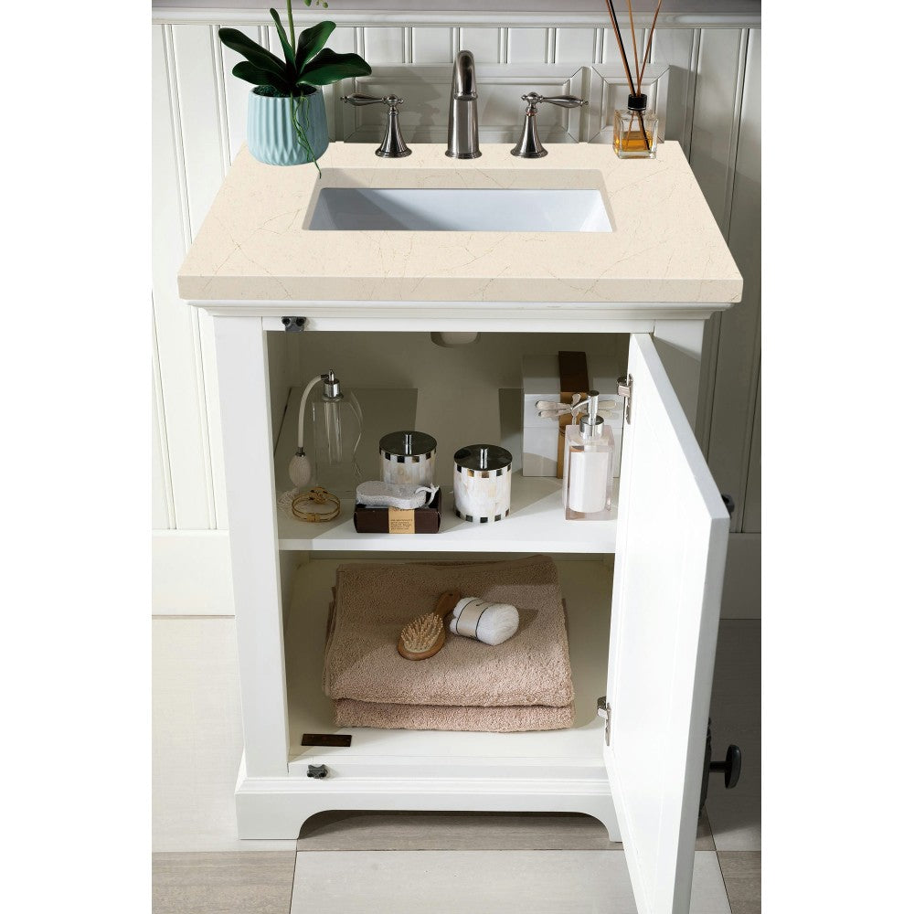 Providence 26" Single Vanity, Bright White, w/ 3 CM Eternal Marfil Quartz Top