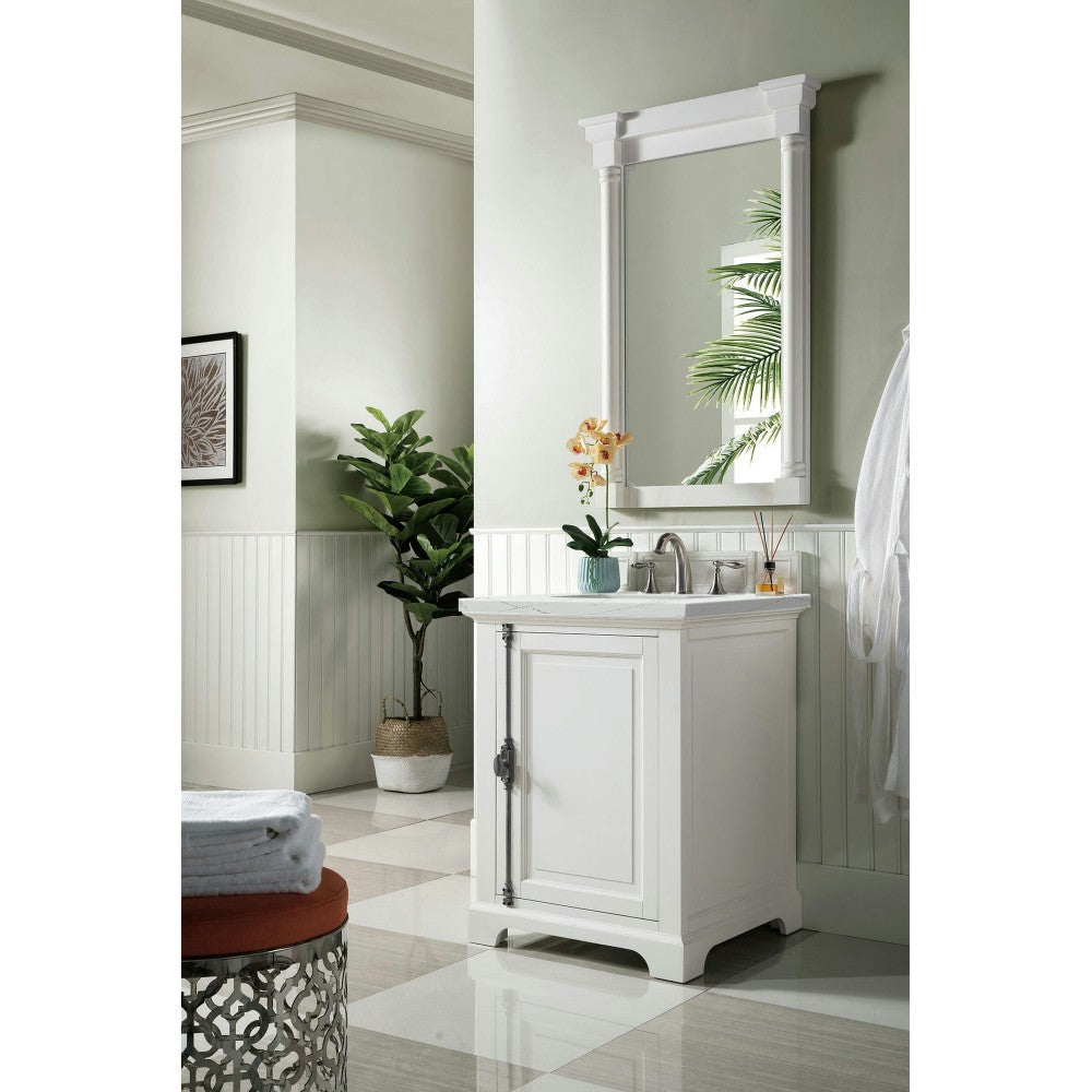 Providence 26" Single Vanity, Bright White, w/ 3 CM Ethereal Noctis Quartz Top