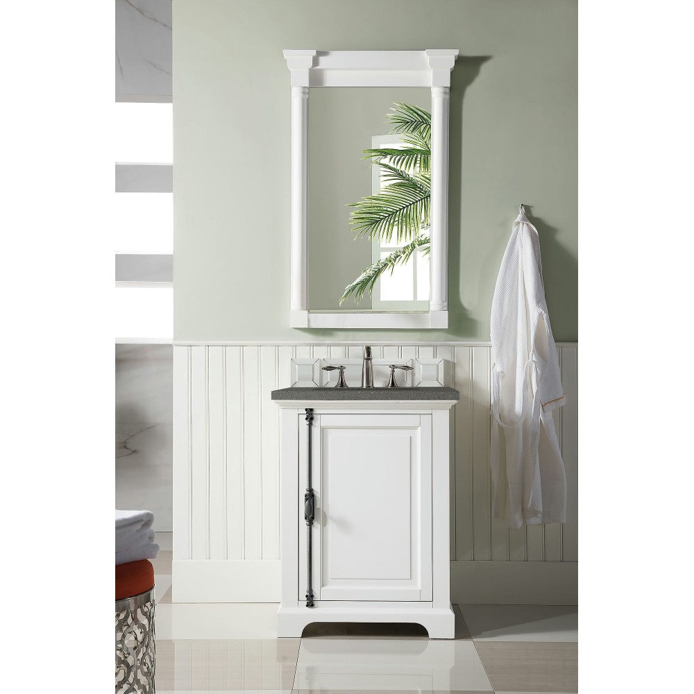 Providence 26" Single Vanity Cabinet, Bright White, w/ 3 CM Gray Expo Quartz Top