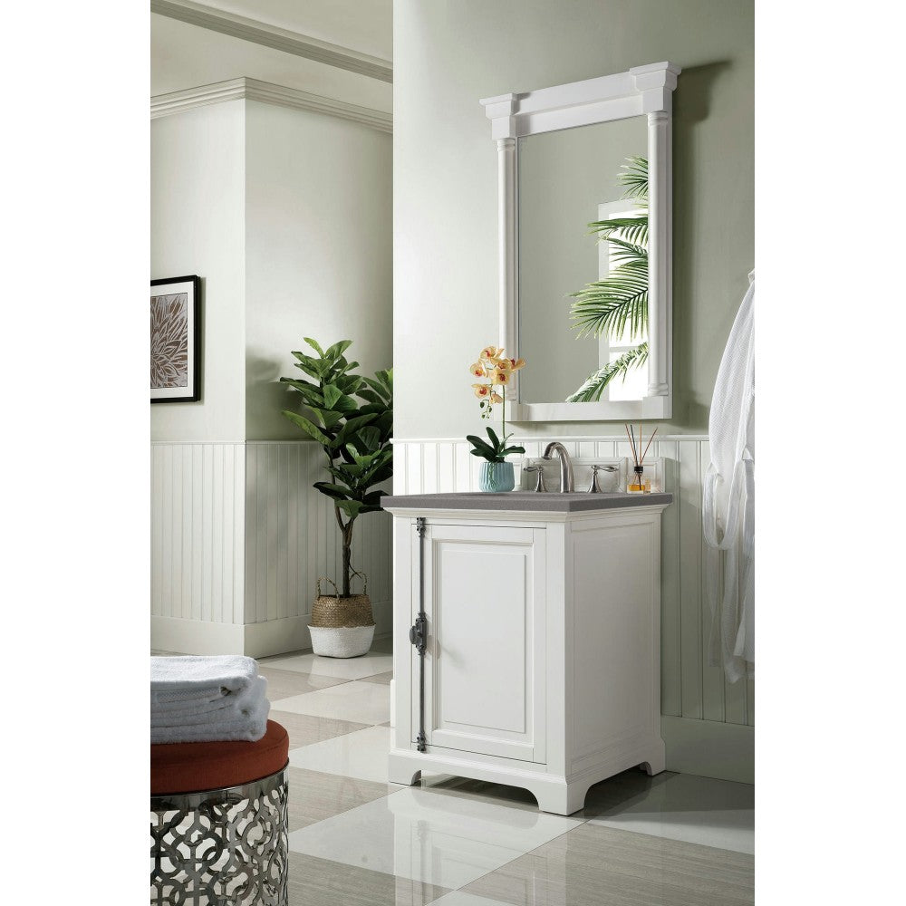 Providence 26" Single Vanity Cabinet, Bright White, w/ 3 CM Gray Expo Quartz Top