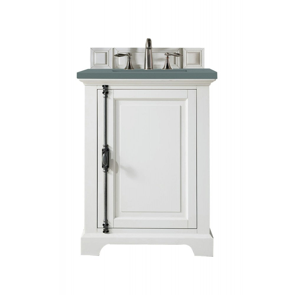 Providence 26" Single Vanity Cabinet, Bright White, w/ 3 CM Cala Blue Quartz Top