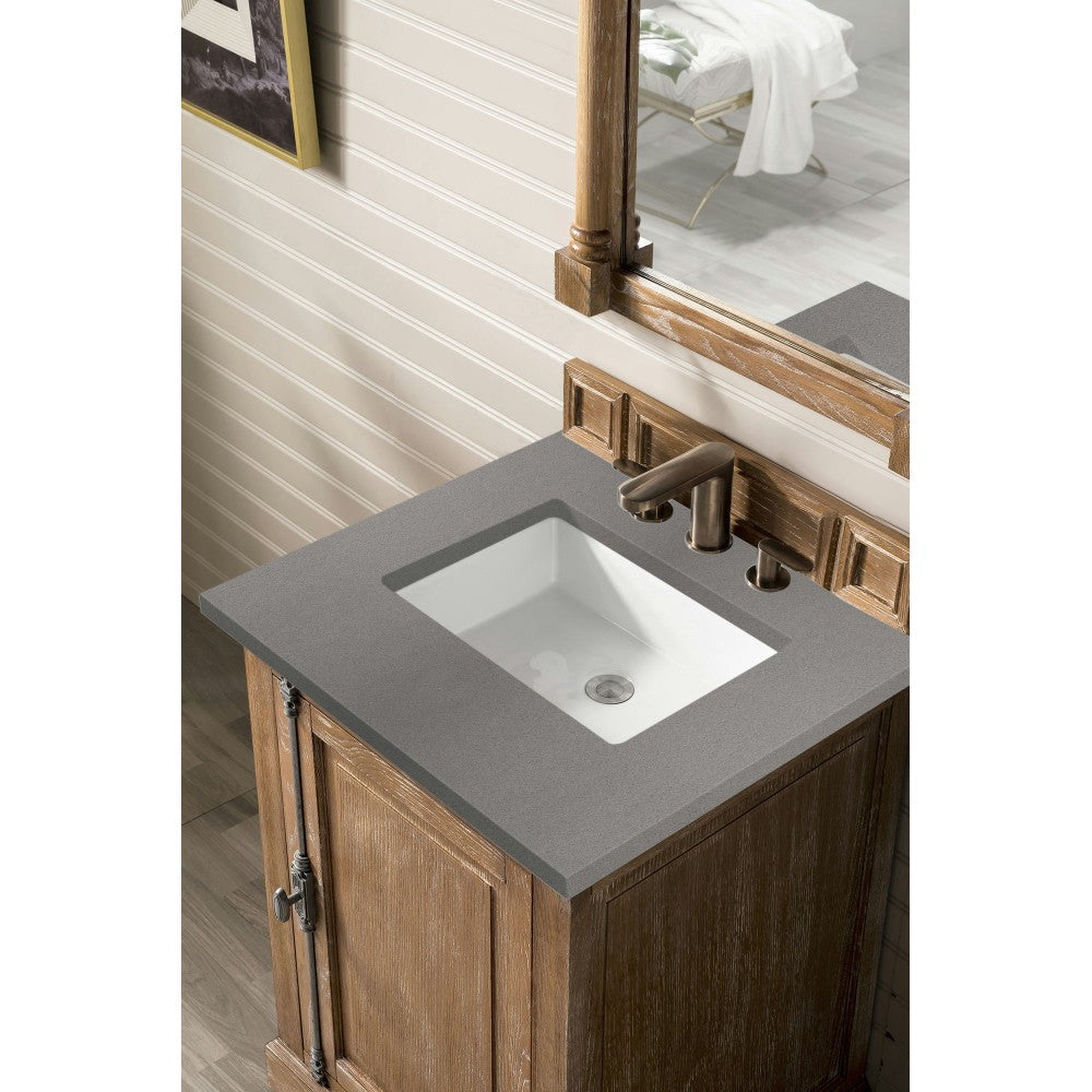 Providence 26" Single Vanity Cabinet, Driftwood, w/ 3 CM Gray Expo Quartz Top