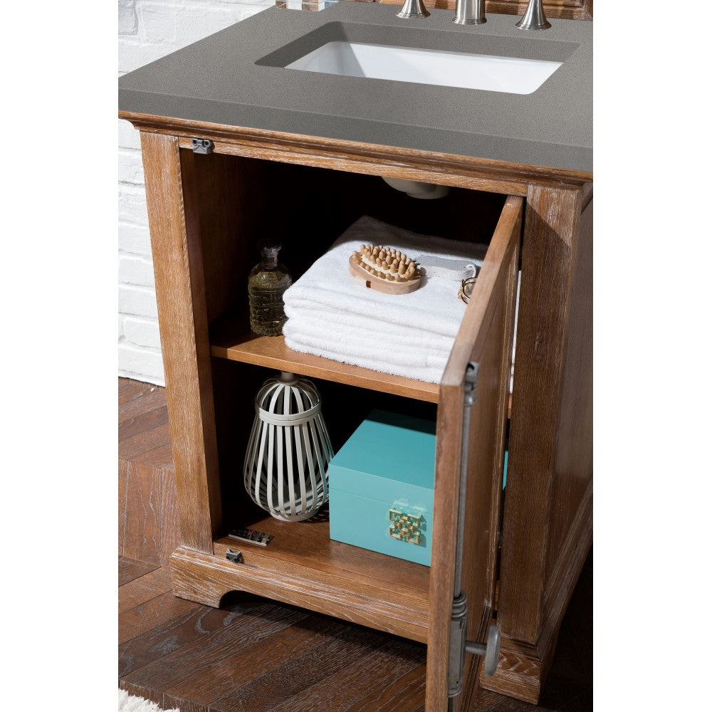 Providence 26" Single Vanity Cabinet, Driftwood, w/ 3 CM Gray Expo Quartz Top