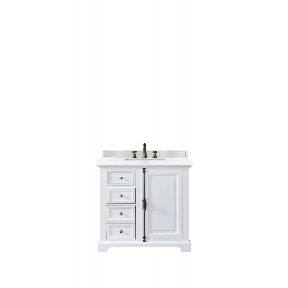 Providence 36" Bright White Single Vanity w/ 3 CM Arctic Fall Solid Surface Top