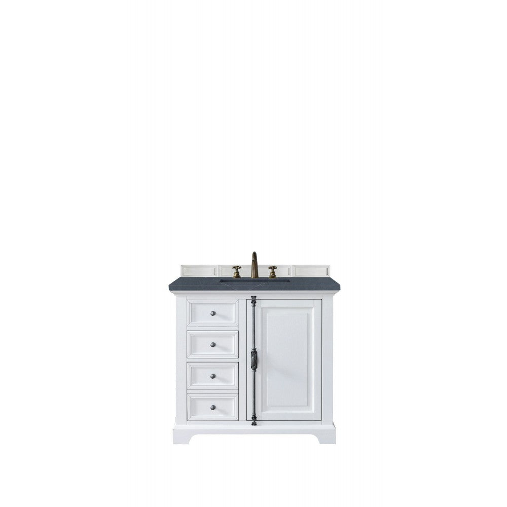 Providence 36" Single Vanity Bright White w/ 3 CM Charcoal Soapstone Quartz Top