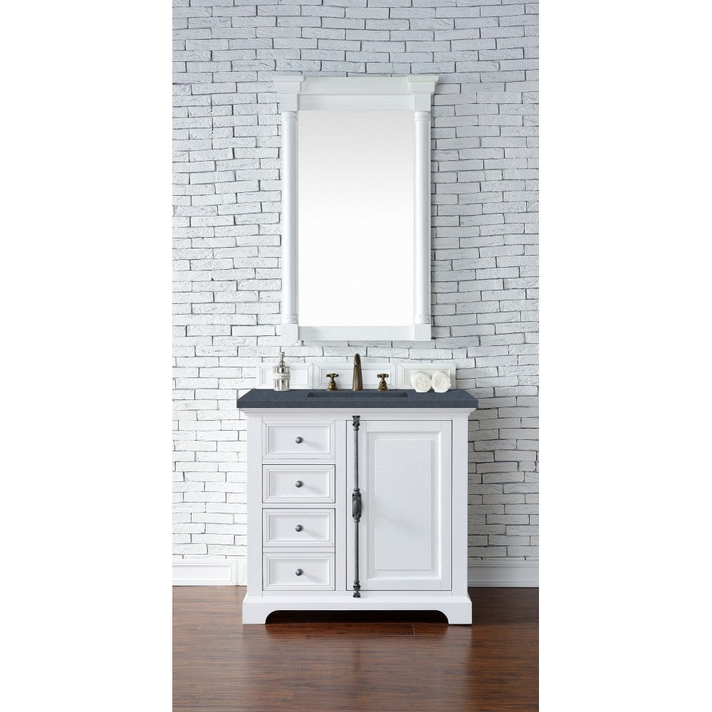 Providence 36" Single Vanity Bright White w/ 3 CM Charcoal Soapstone Quartz Top
