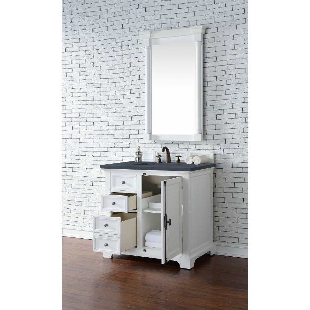Providence 36" Single Vanity Bright White w/ 3 CM Charcoal Soapstone Quartz Top