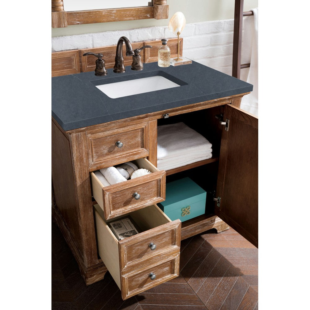 Providence 36" Single Vanity, Driftwood, w/ 3 CM Charcoal Soapstone Quartz Top