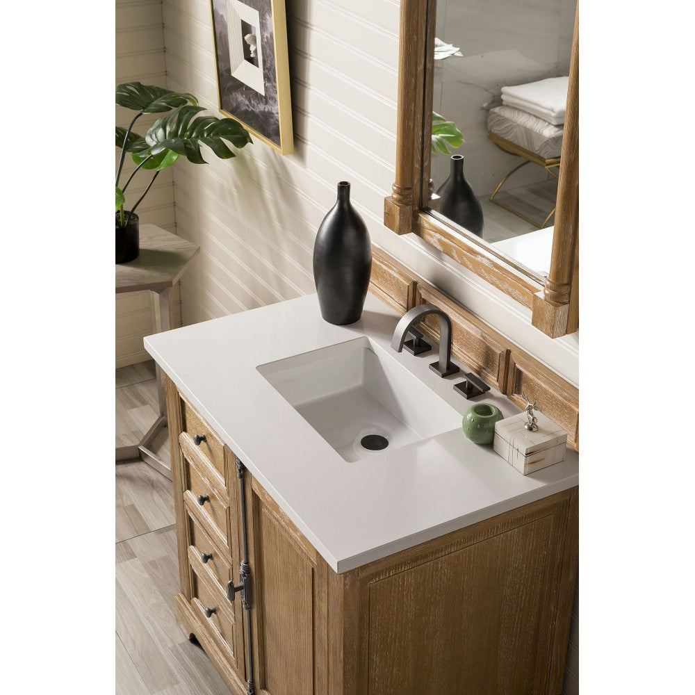Providence 36" Single Vanity, Driftwood, w/ 3 CM Classic White Quartz Top