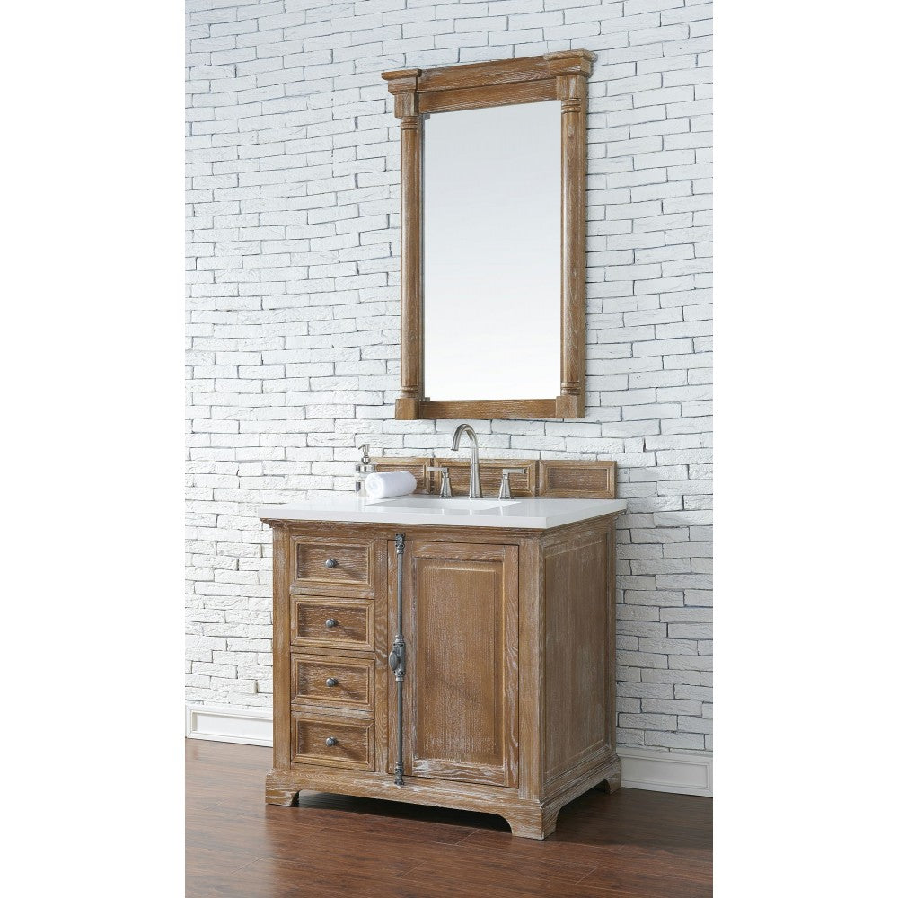 Providence 36" Single Vanity, Driftwood, w/ 3 CM Classic White Quartz Top