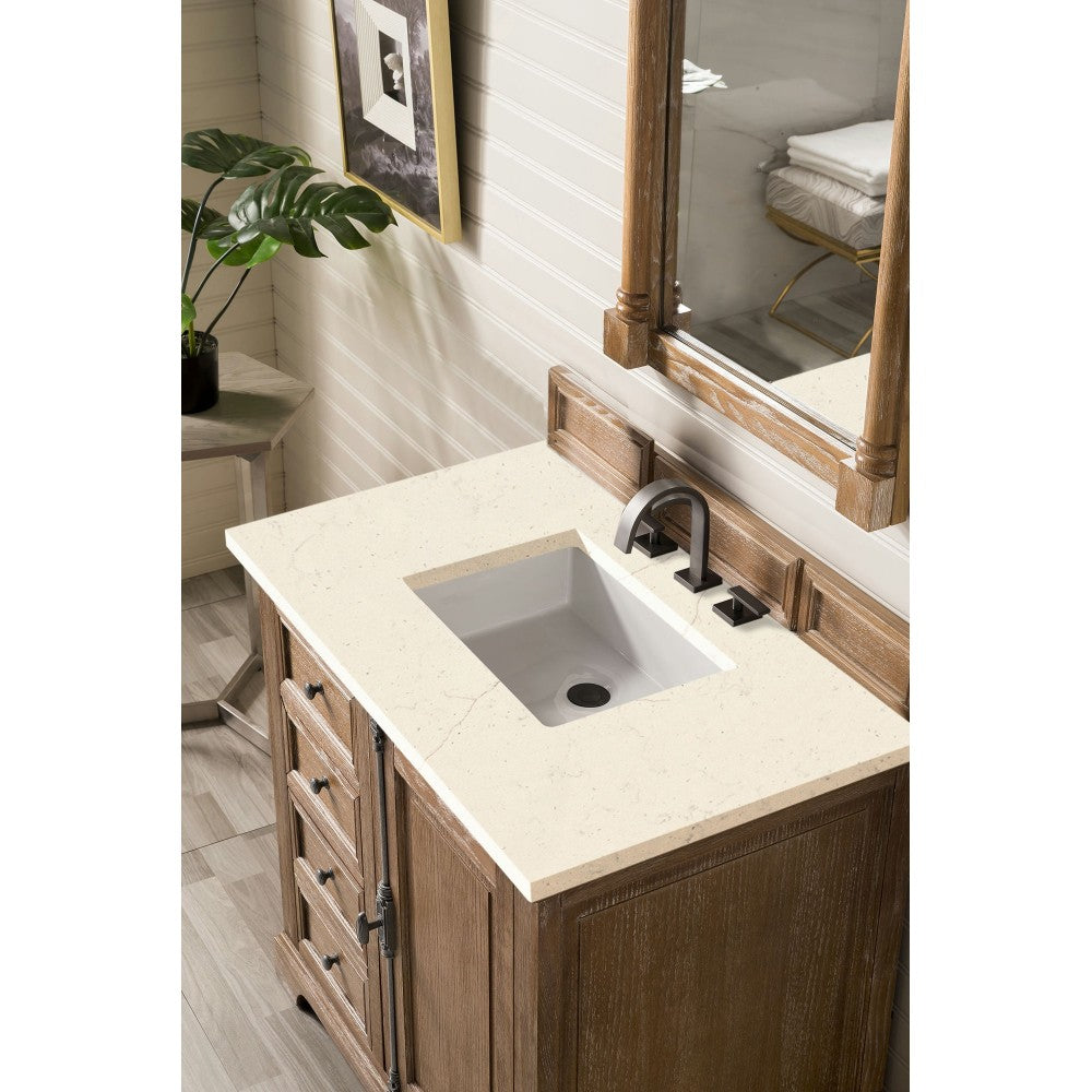 Providence 36" Single Vanity, Driftwood, w/ 3 CM Eternal Marfil Quartz Top