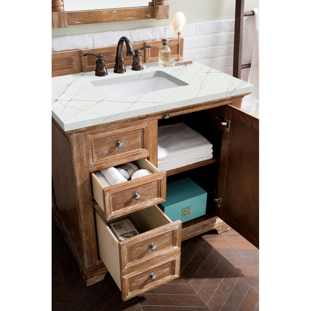 Providence 36" Single Vanity, Driftwood, w/ 3 CM Ethereal Noctis Quartz Top