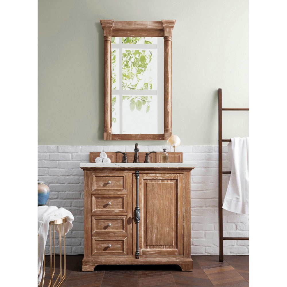 Providence 36" Single Vanity, Driftwood, w/ 3 CM Ethereal Noctis Quartz Top