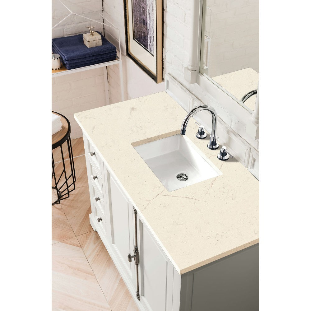 Providence 48" Single Vanity, Bright White, w/ 3 CM Eternal Marfil Quartz Top