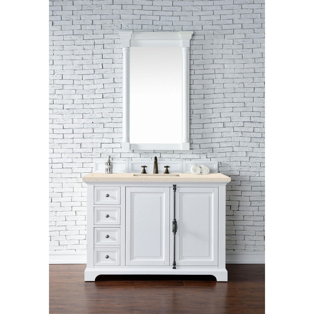 Providence 48" Single Vanity, Bright White, w/ 3 CM Eternal Marfil Quartz Top