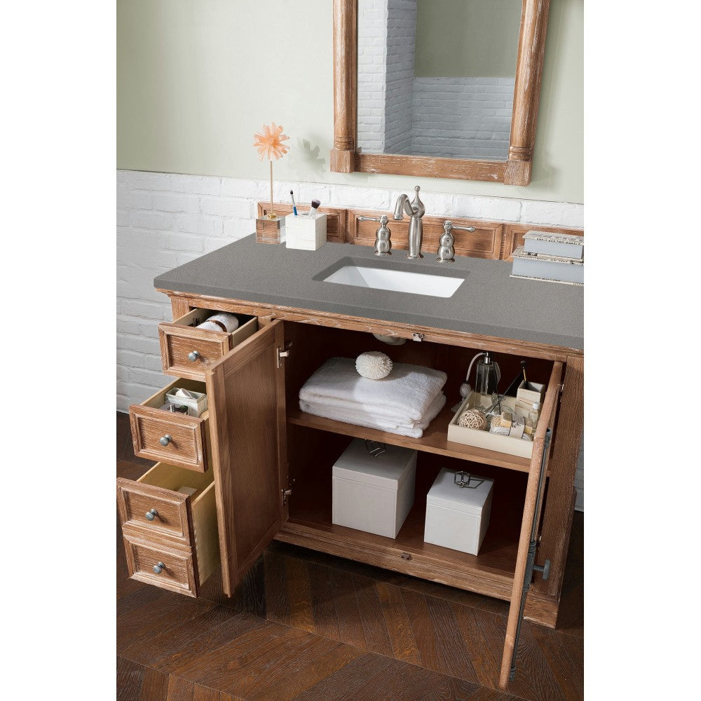 Providence 48" Single Vanity Cabinet, Driftwood, w/ 3 CM Gray Expo Quartz Top