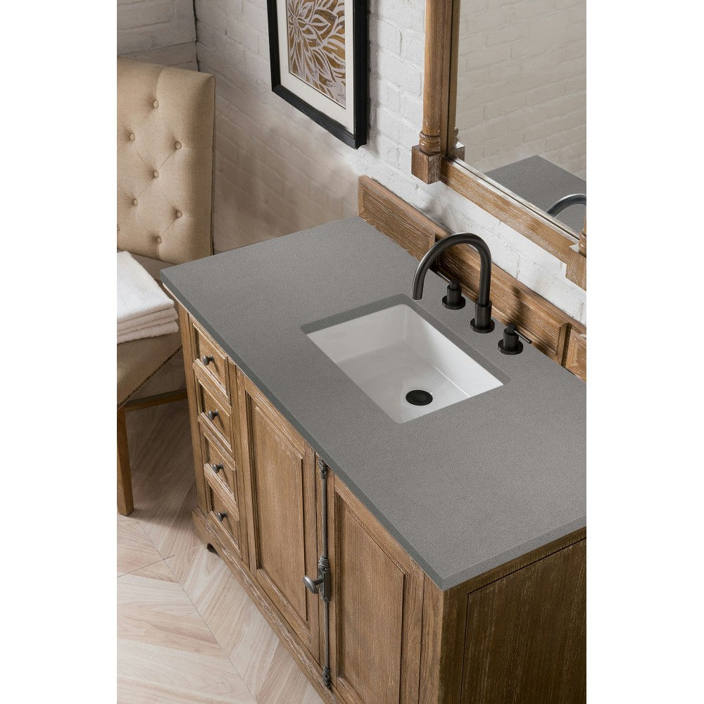 Providence 48" Single Vanity Cabinet, Driftwood, w/ 3 CM Gray Expo Quartz Top