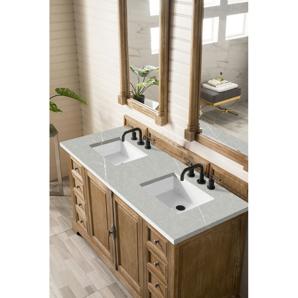 Providence 60" Double Vanity, Driftwood, w/ 3 CM Eternal Serena Quartz Top