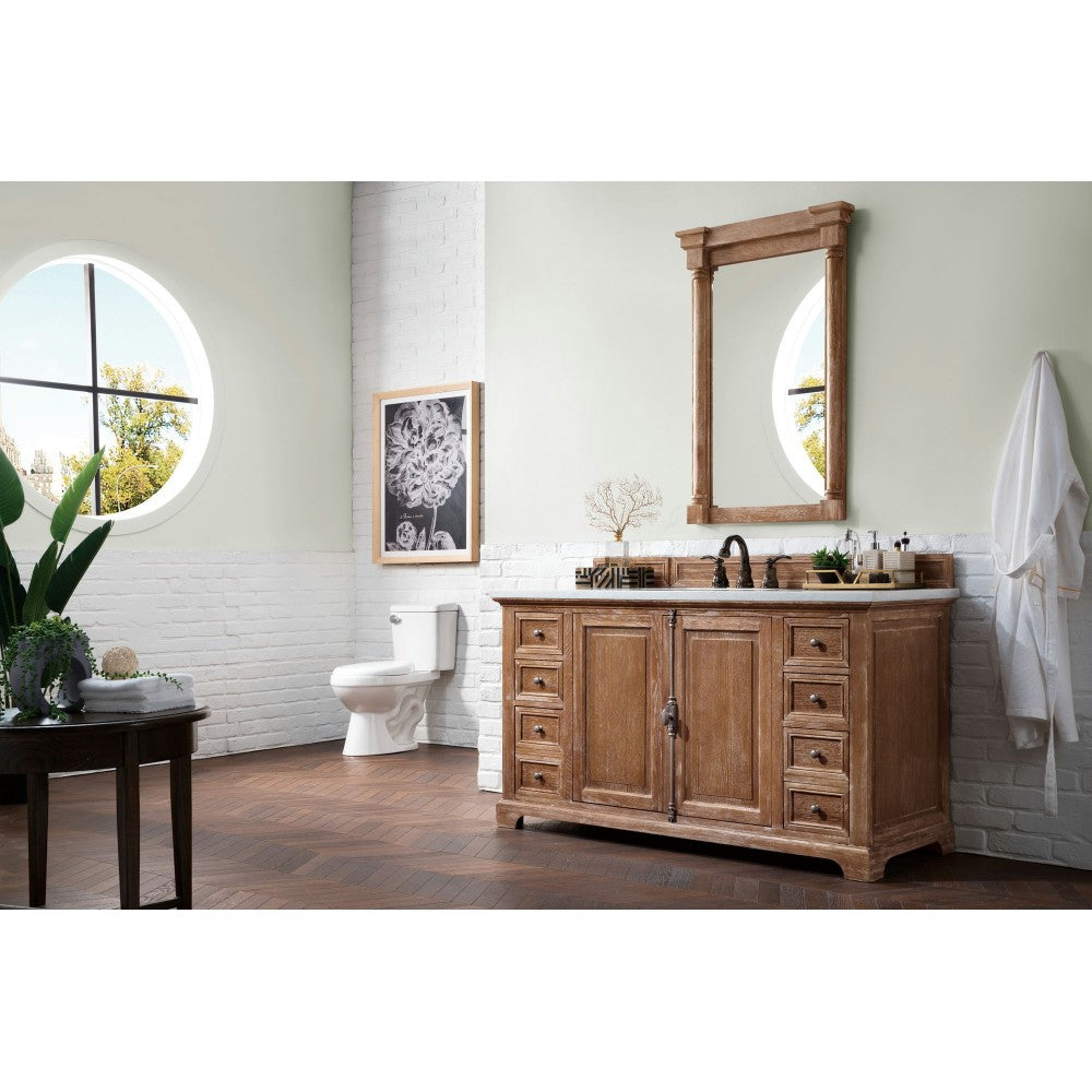 Providence 60" Driftwood Single Vanity w/ 3 CM Arctic Fall Solid Surface Top