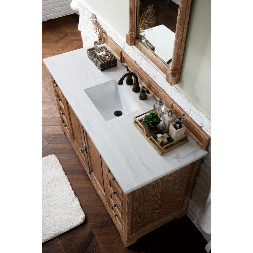 Providence 60" Driftwood Single Vanity w/ 3 CM Arctic Fall Solid Surface Top
