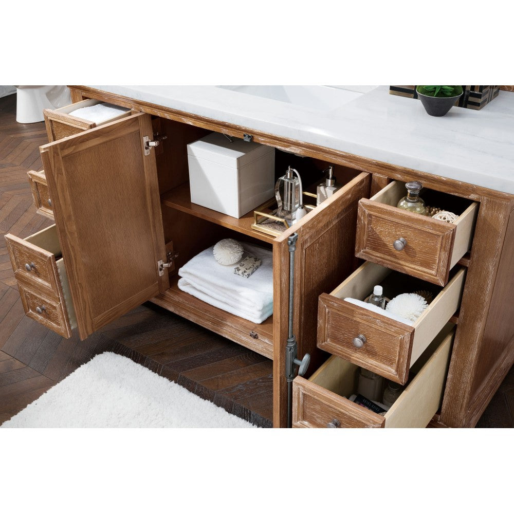 Providence 60" Driftwood Single Vanity w/ 3 CM Arctic Fall Solid Surface Top