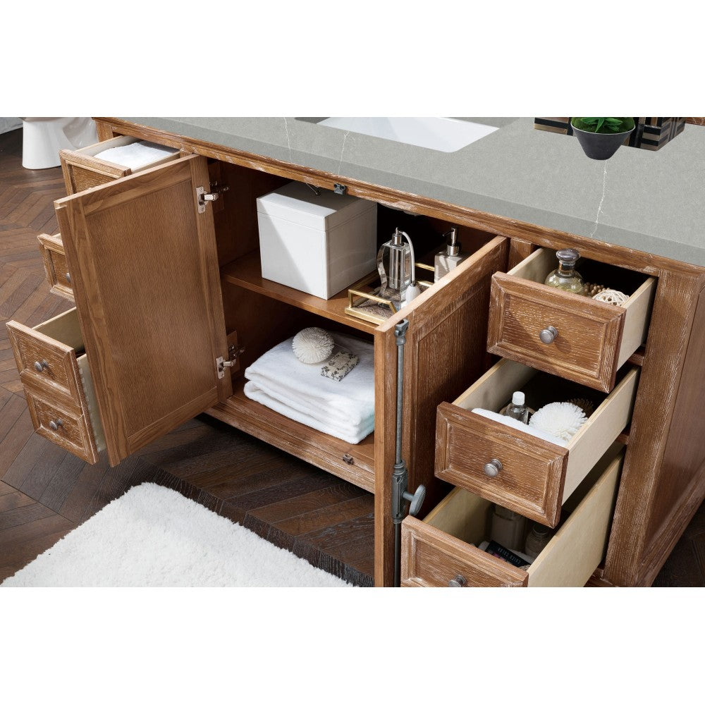 Providence 60" Single Vanity, Driftwood, w/ 3 CM Eternal Serena Quartz Top