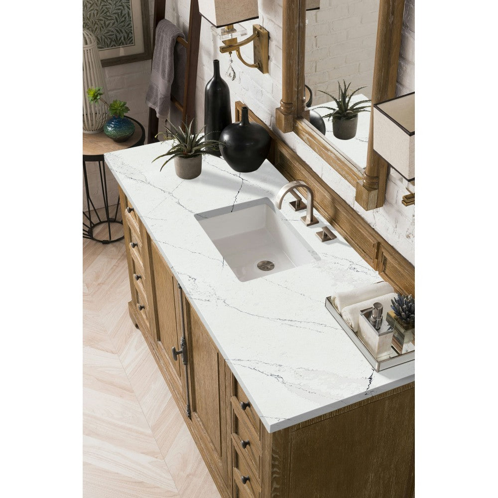 Providence 60" Single Vanity, Driftwood, w/ 3 CM Ethereal Noctis Quartz Top