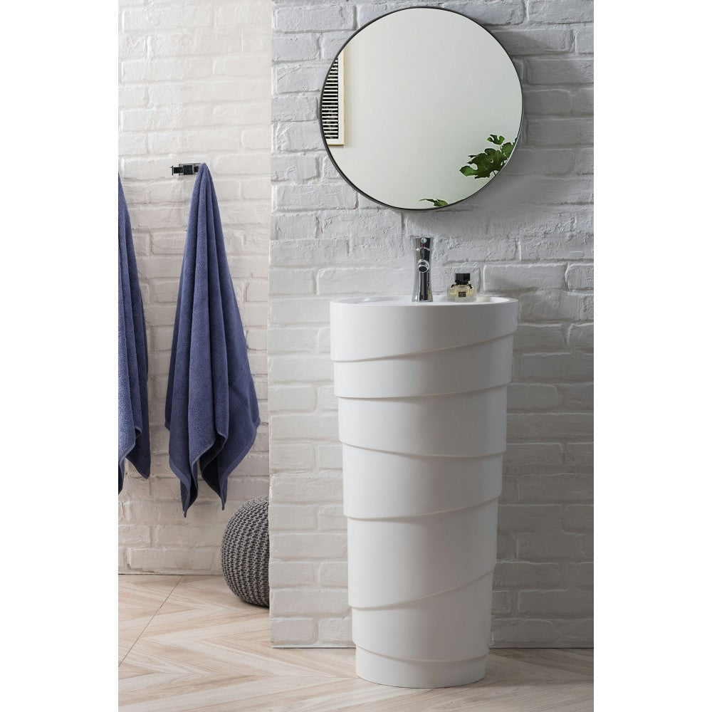 Quebec 17.5" Solid Surface Pedestal Sink, Bright White