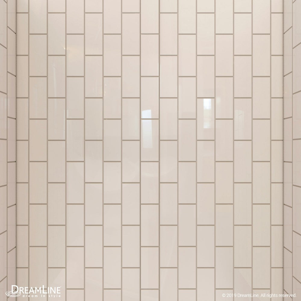 QWALL-VS 28-32 in. W x 41-1/2 in. D x 76 in. H Acrylic Backwall Kit in Biscuit