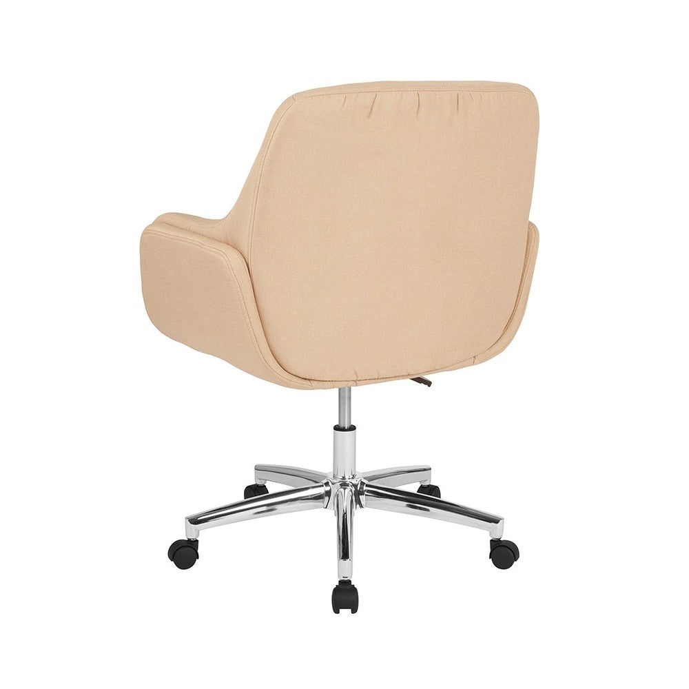 Rochelle Home and Office Upholstered Mid-Back Chair in Beige Fabric
