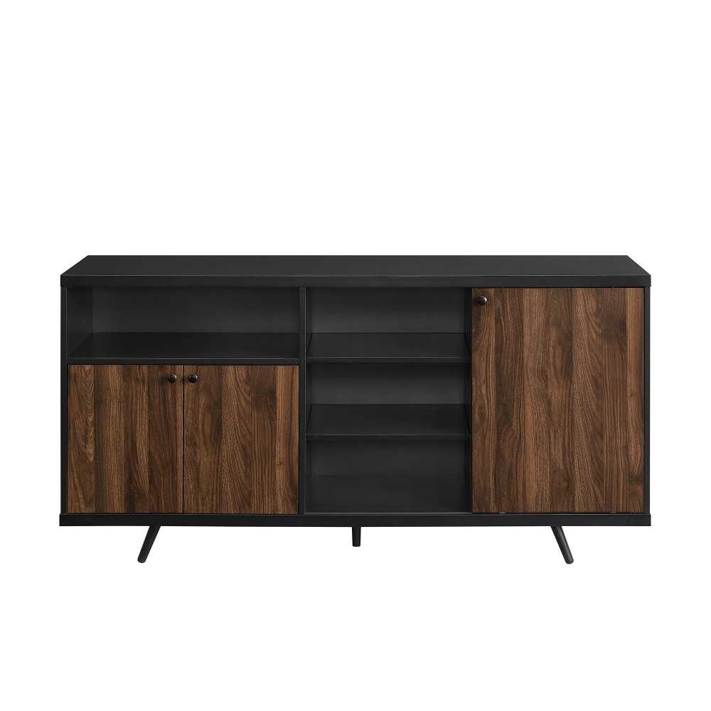Rogan 60" 3 Door Sideboard - Solid Black/Dark Walnut