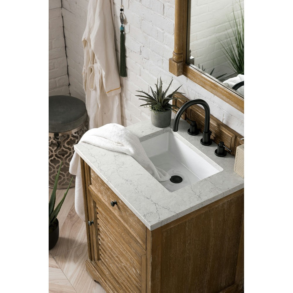 Savannah 26" Single Vanity, Driftwood, w/ 3 CM Eternal Jasmine Pearl Quartz Top
